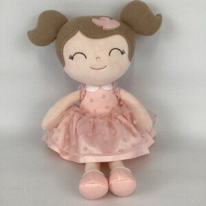 Gloveleya Flocking Heart Princess Pink Heart Plush Stuffed 16" Toddler Doll Toy